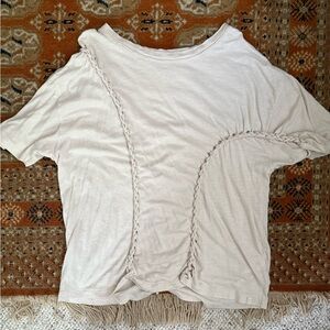 We The Free Cream Short Sleeve Top with Braided Design